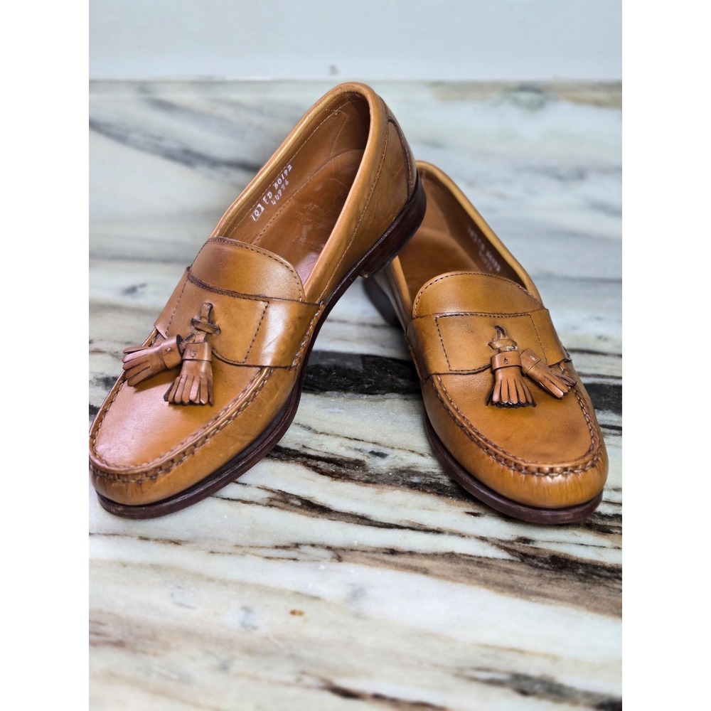 Allen Edmonds Schreier Tan Leather Tassel Loafers Mens‎ 10 D Handcrafted USA